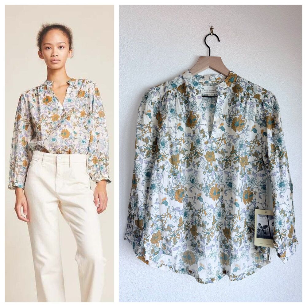 NEW Trovata Birds of Paradis Women's Bailey Blouse in Violet Tendril Size XS